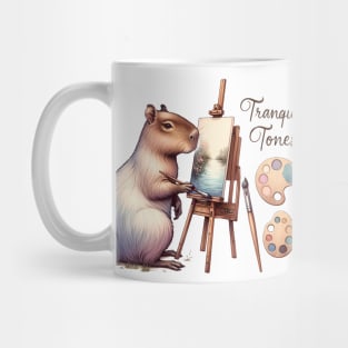 Tranquil Tones Capybara Painting a Nature Scene Mug